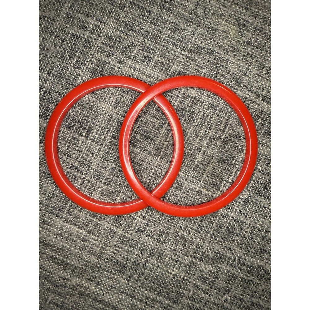 Vintage Genuine BAKELITE Cherry Red Seamless Bangle Bracelet Set of 2 Tested